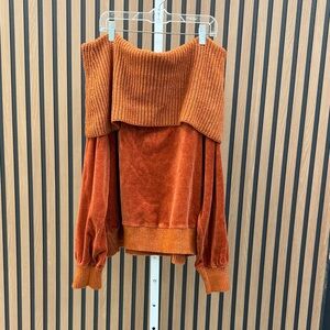 Orange Off-Shoulder Women Sweater